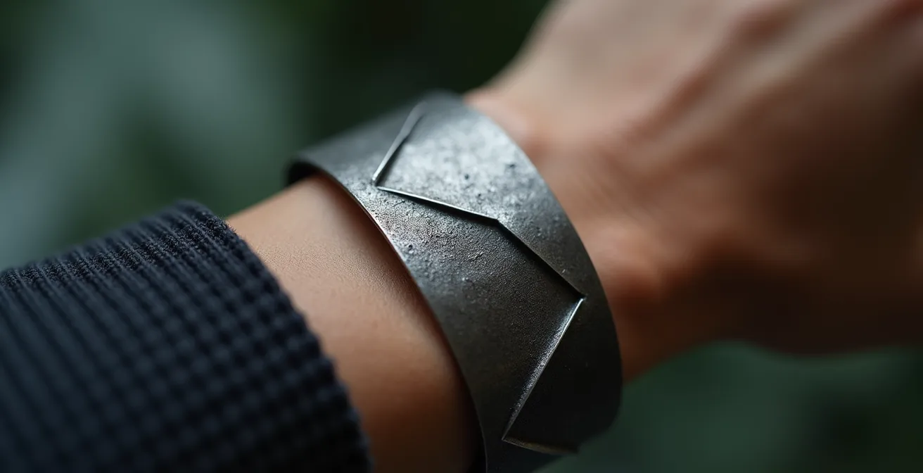 Detailaufnahme verschiedener Armschmuck-Formen am Handgelenk zur Veranschaulichung von Passform und Stil