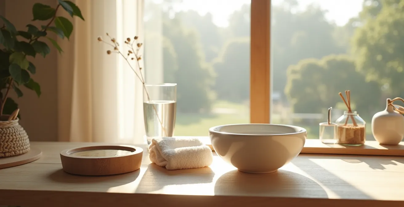 Natürliche Schmuckpflege mit deutschen Produkten in warmem Ambiente