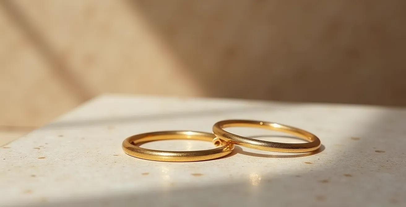 Elegante goldene Creolen als zeitloses Schmuckstück auf natürlichem Hintergrund