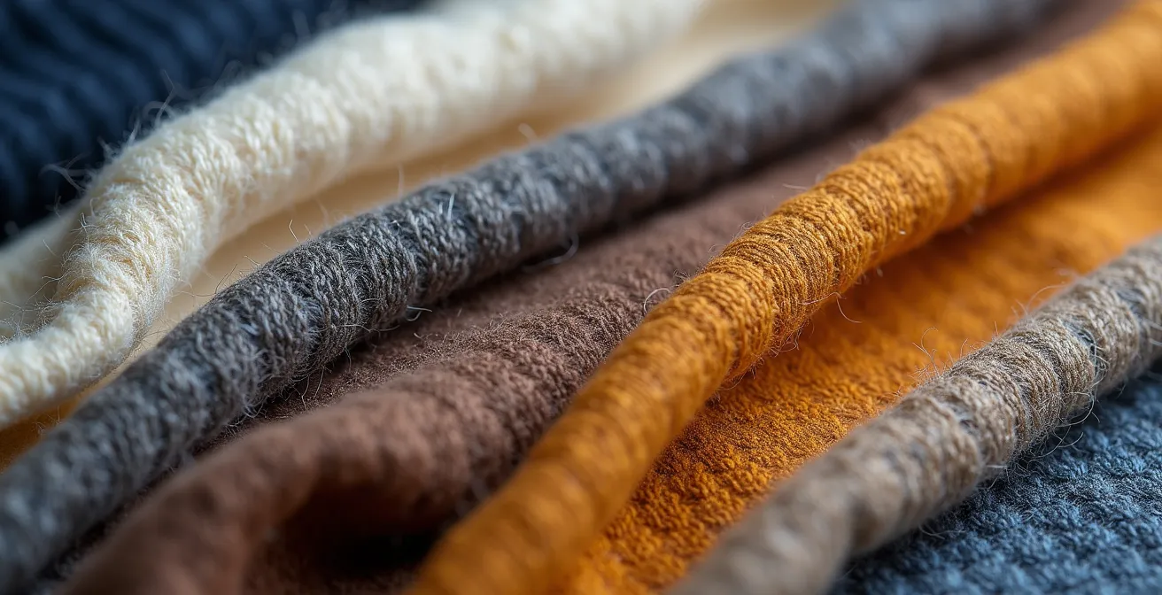 Makroaufnahme hochwertiger Stofftexturen für zeitlose Garderobe