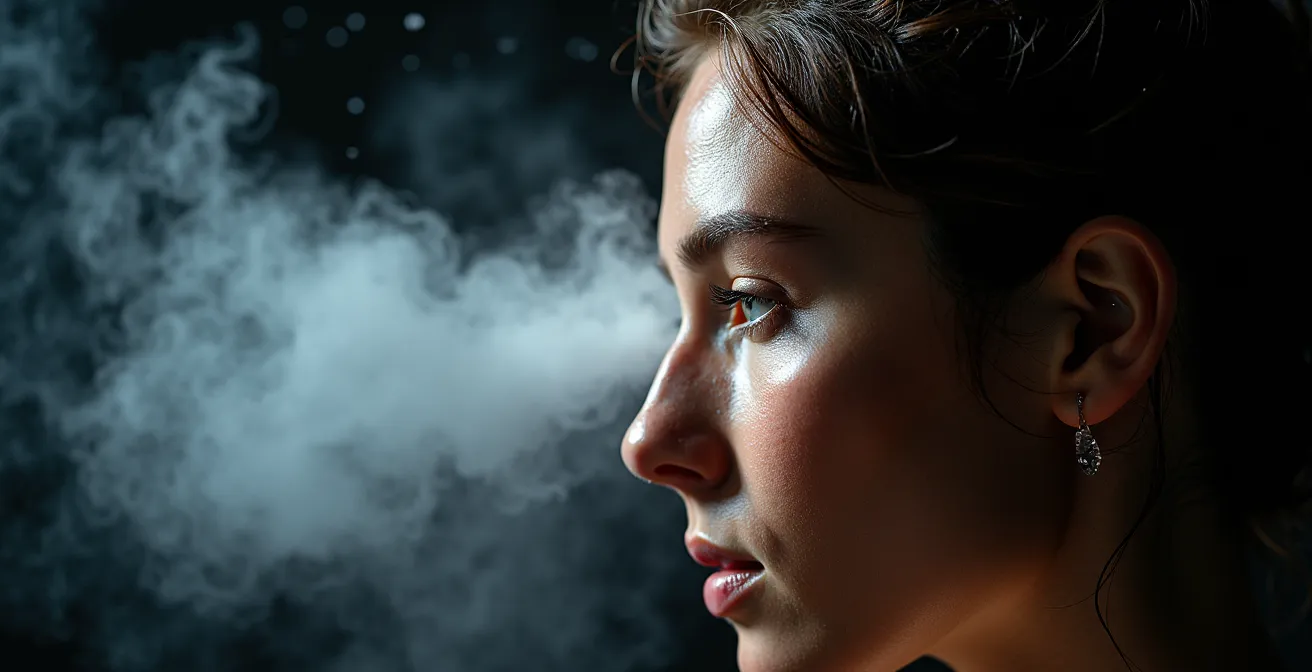 Mikroskopische Ansicht von Haarschäden durch Dampfbildung bei Hitze