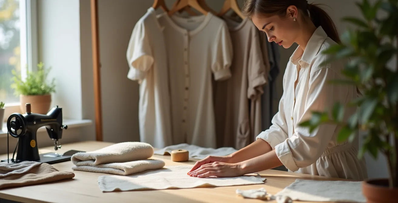 Moderne nachhaltige Modekollektion in deutschem Atelier